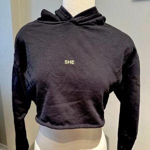 Darc Sport limited edition black cropped hoodie “She” size small